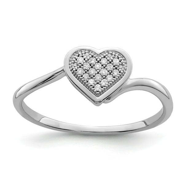 Sterling Silver 2 MM Diamond Heart Ring Sterling Silver 2 MM Diamond Heart Ring